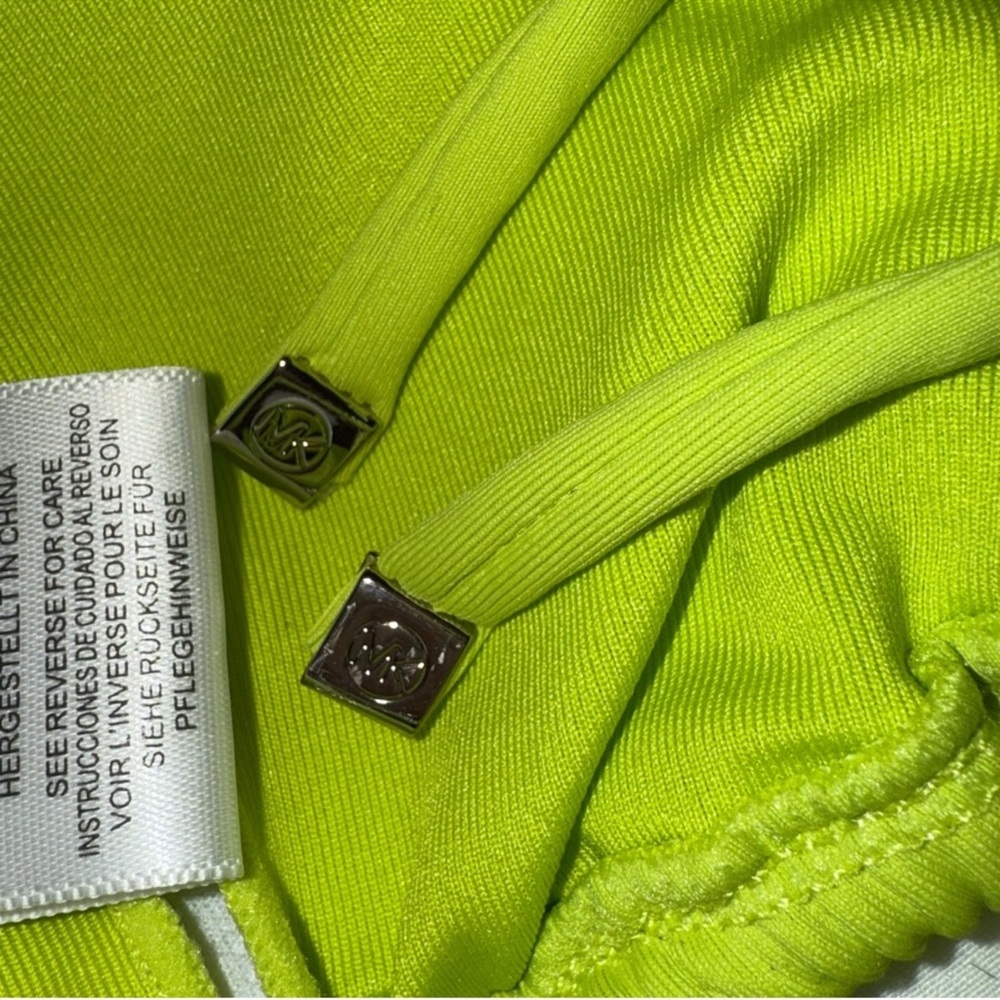 NWT Michael Kors neon Limeade Triangle chains String Bikini Top M Bottom L - Picture 13 of 15